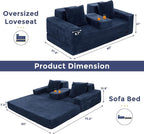 MAXYOYO Loveseat Sofa Bed, Striped Faux Fur Foldable Floor Sofa Couch in A Box - Image 3
