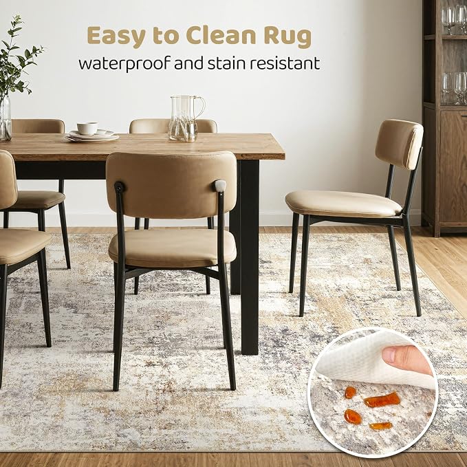 LOONGRUG Area Rug 5x7 Washable Neutral Modern Abstract Living Room Rugs | Soft - Image 6