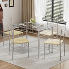 VECELO Dining Table Set for 4, 5-Piece Glass Kitchen Table - Image 2