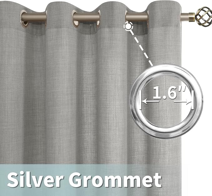Light Filtering Grey Linen Curtains 95 Inch - Image 5