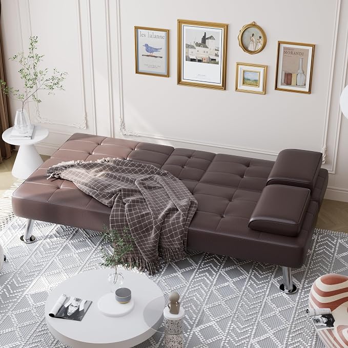 Shahoo Convertible Folding Futon Sofa Bed Sleeper Couch - Image 3