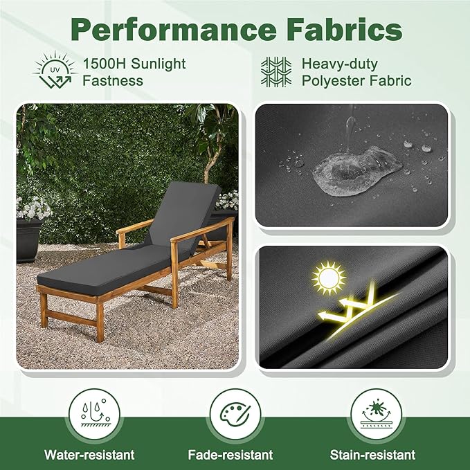 2 Pcs Chaise Lounge Cushions Outdoor Set of 2, Outdoor Chaise Cushion - Image 5
