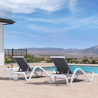 PURPLE LEAF Patio Chaise Lounge Chair Set of 3 Outside Aluminum Plastic - Image 4