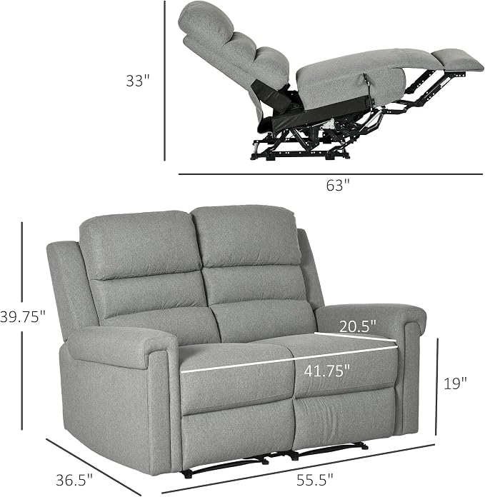 HOMCOM 2 Seater Recliner Sofa - Image 2