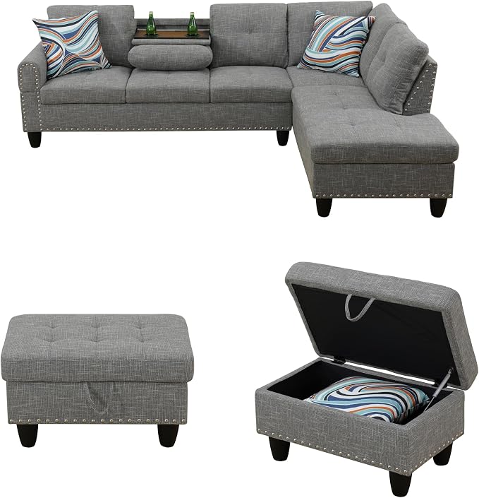 97.5" L Shaped Couch Set, Modular Sectional Couches - Image 4