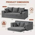 Convertible Sofa Bed, 5 in 1 Small Boneless Couch Pull Out Loveseat Sleeper Sofa - Image 2