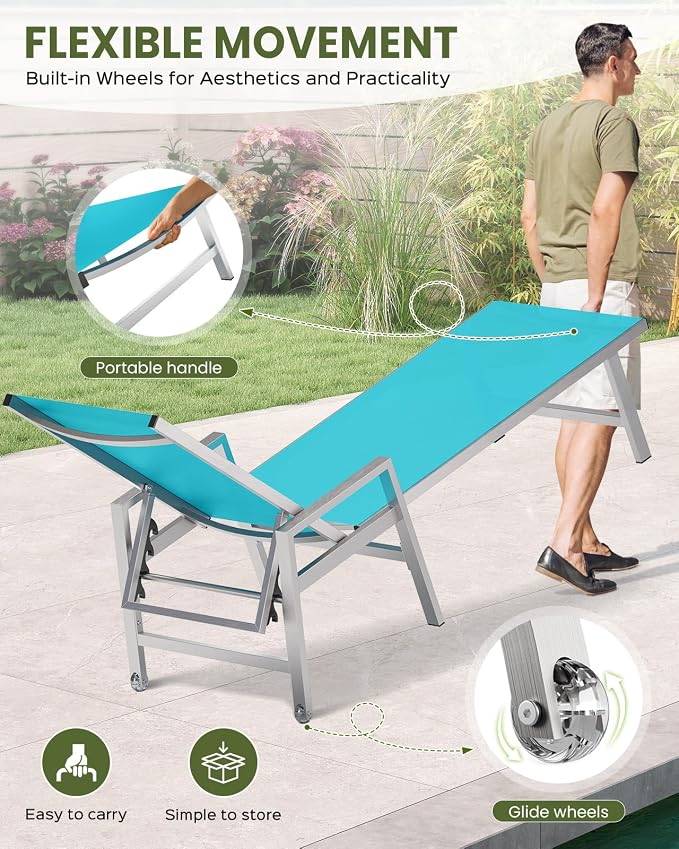 Patio Chaise Lounge Chair Outdoor Set of 2 - Image 5