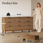 BORNOON 63" Long Dresser for Bedroom, 9-Drawer Fluted Dresser, Extra-Wide Wood - Image 2