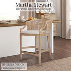 Martha Stewart Farmhouse Counter Height Bar Stools, Handcrafted Rattan Counter - Image 3