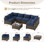 LOUVIXA 7 Piece Outdoor Patio Furniture Set, Outdoor Sectional Sofa, Wicker - Image 2