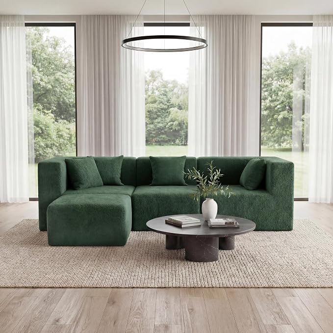 MONVANE 103'' Modular Sectional Sofa, Comfy Teddy Velvet Cloud Couch - Image 7