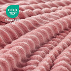 BEDELITE 3D Ribbed Jacquard Pink Fleece Throw Blanket - Image 4
