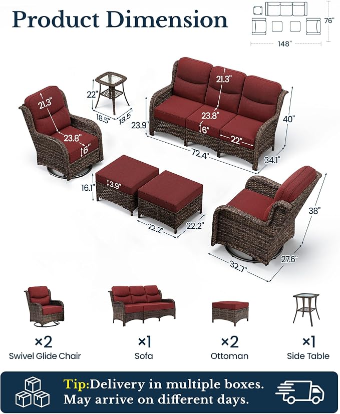 HILLGA 6-Piece Luxury Patio Furniture Set - Image 2