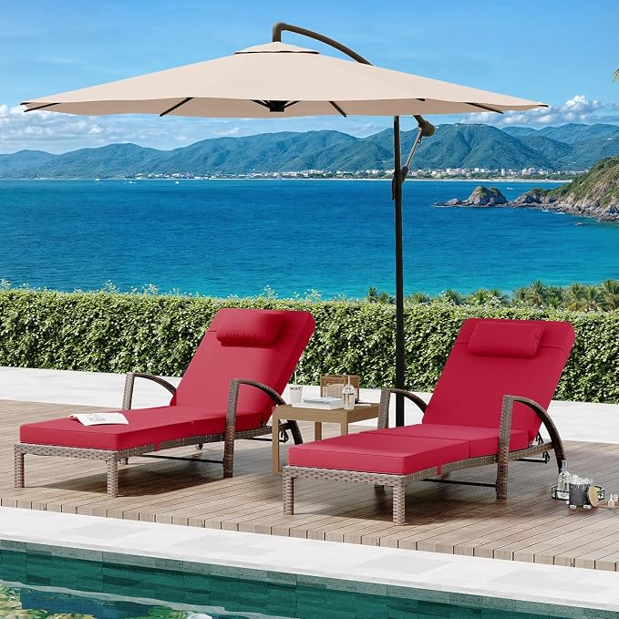 GarveeLife 2-Piece Rattan Patio Folding Chaise Lounge, 5-Position Adjustable - Image 3