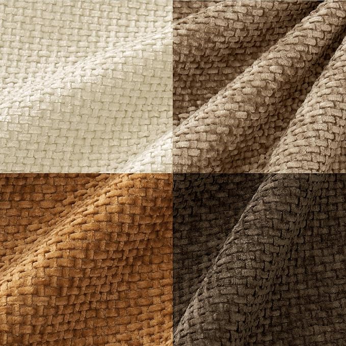 MIULEE Decorative Chenille Fall Euro Pillow Covers Brown 22x22 Pack of 4 | - Image 6
