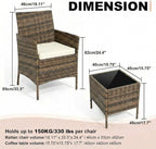 GarveeLife 3 Piece Patio Furniture Set, Rattan Outdoor Furniture - Image 2