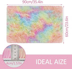 Small Fluffy Rainbow Colorful Area Rug - Image 2