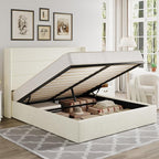 Allewie Full Size Lift Up Storage Bed, Chenille Fabric Upholstered, Modern by Allewie