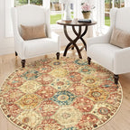 Lahome Moroccan Washable Round Rugs, Non-Slip Soft Round Rug 4ft Ultra-Thin | - Image 5