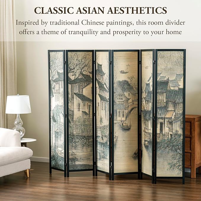 MyGift 6 Panel Room Divider Privacy Partition - Image 2