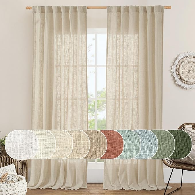 Light Filtering Linen Curtains 84 inches Long by LAMIT