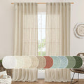 Semi Sheer Linen Curtains 96 inches Long 2 Panels Set, 52 x 96 Inch | Light by LAMIT