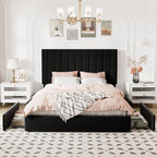 Allewie Queen Size Storage Bed Frame, Vertical Channel Tufted Adjustable - Image 3