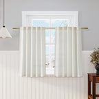 Cream Cafe Curtains 45 Inch Length Set 2 Panel Back Tab Pocket Semi Sheer Short by Nanspring