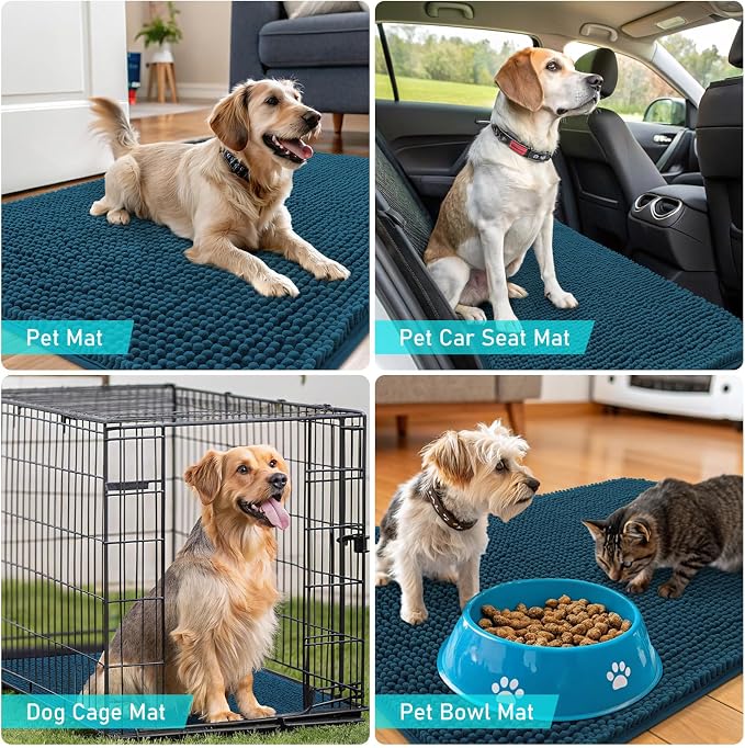 OLANLY Dog Door Mat for Muddy Paws 47x24, Super Absorbent Chenille Mud Mat | - Image 7