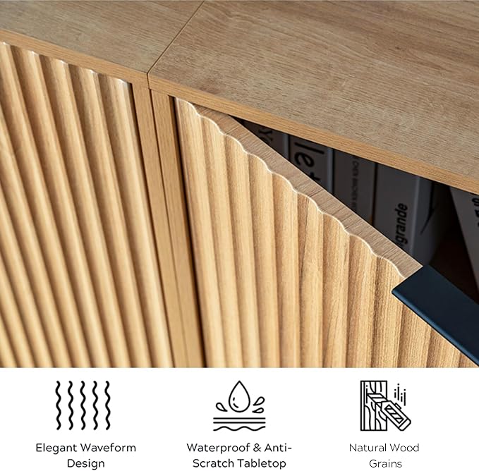 EYYTHUNG Fluted Cabinet with Storage, Sideboard Buffet Cabinet with Adjustable - Image 6