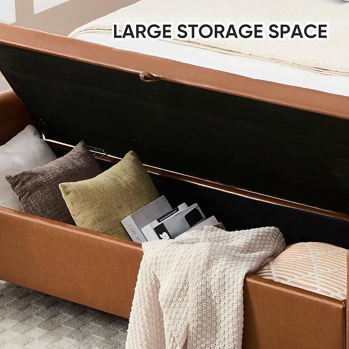 65" End of Bed Storage Bench, Leather Storage Bench - Image 3
