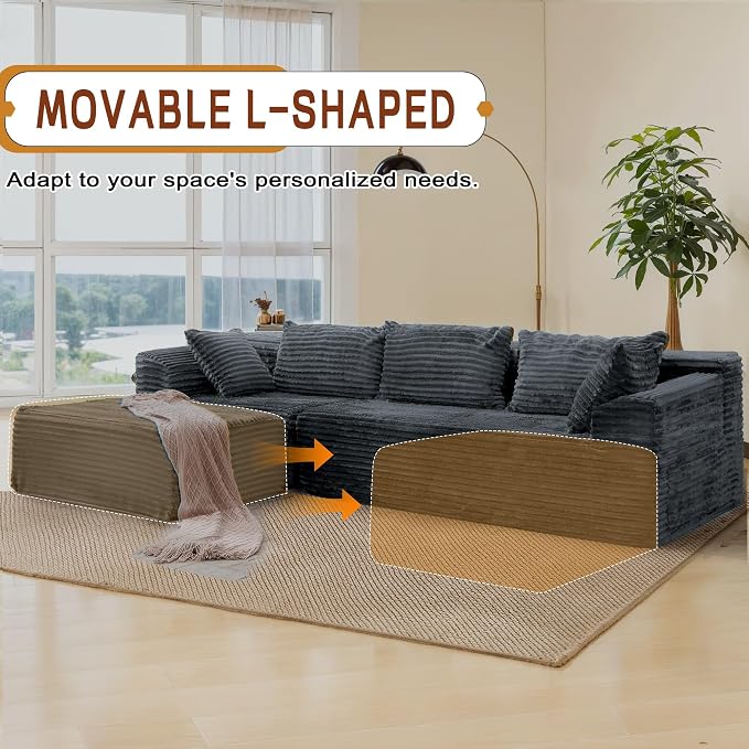 Korser 110" L-Shaped Modular Sectional Sofa - Image 7