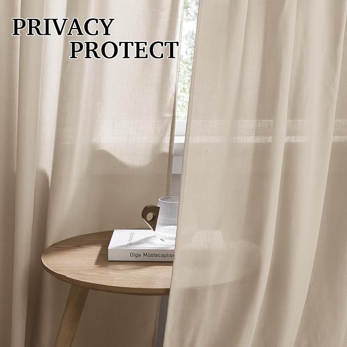 RYB HOME Sheer Curtains 108 inches, Extra Long Floor to Ceiling Curtains | - Image 3