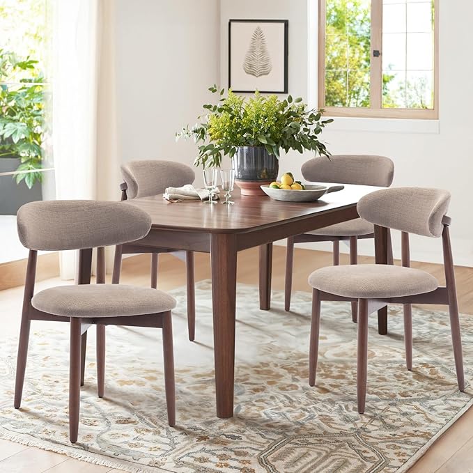COLAMY Wooden Dining Chairs Set of 6, Modern Fabric Upholstered Kitchen Side - Image 8