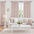Topfinel Pink Linen Curtains 120 Inches Long - Image 4