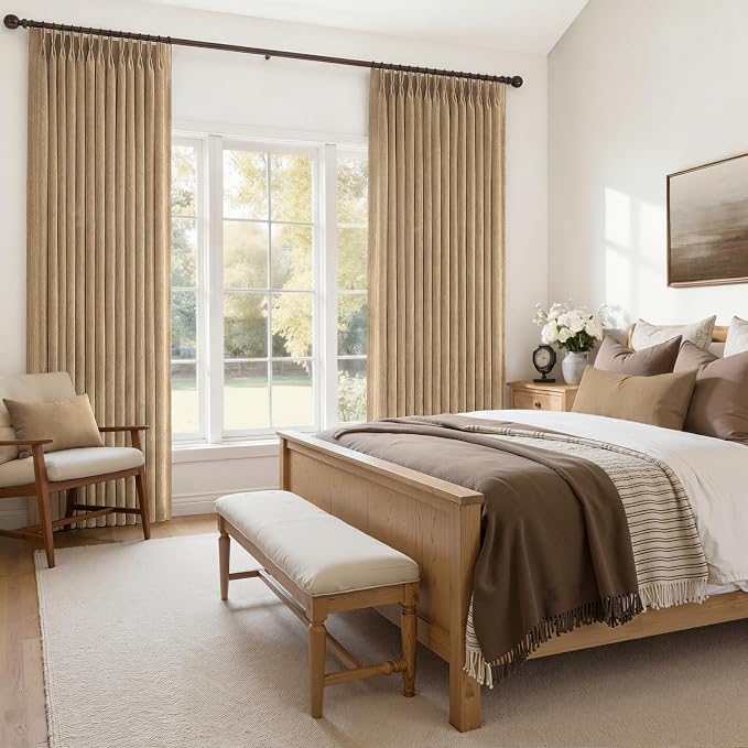 Rust Brown Pleated Flax Linen 102 Inch Extra Long Curtains - Image 6