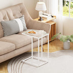 Easy Paws Small C Shaped Table for Sofa, Glass Couch Sofa Tray Snack Table for - Image 7