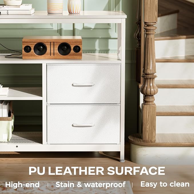 Huuger TV Stand Dresser with Power Outlets and LED Lights, 4 Drawers - Image 6