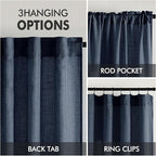 MIULEE Navy Blue Linen Curtains 52x90 Inch 2 Panels - Image 3