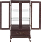 Curio Cabinet with Lighted, Tall Leg Glass Door Antique Cabinet with 1 Drawer - Image 6