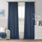 Dark Blue Linen 100% Blackout 120 Inch Curtains - Image 9