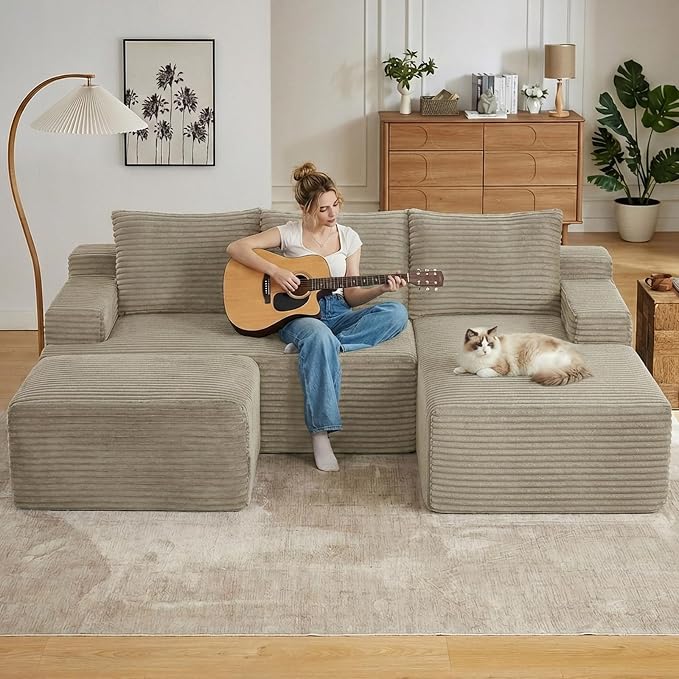 96" Cloud Sectional Couch U-Shaped Chaise - Image 6