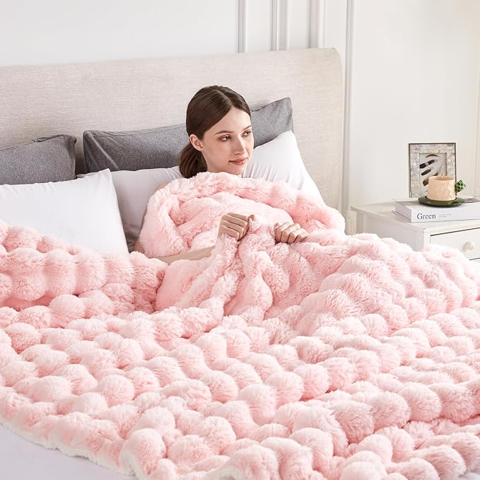 50x60 Inches Ultra-Soft Fuzzy Faux Fur Plush Throw Blanket by Serenhom
