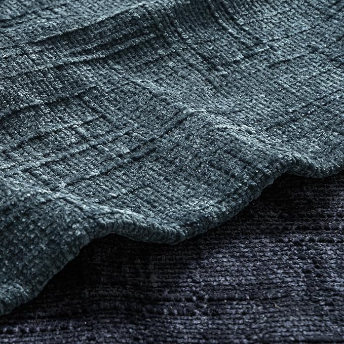 MIULEE Chenille Textured Throw Pillow Covers Blue 18x18 Set of 2 | Slubby - Image 2