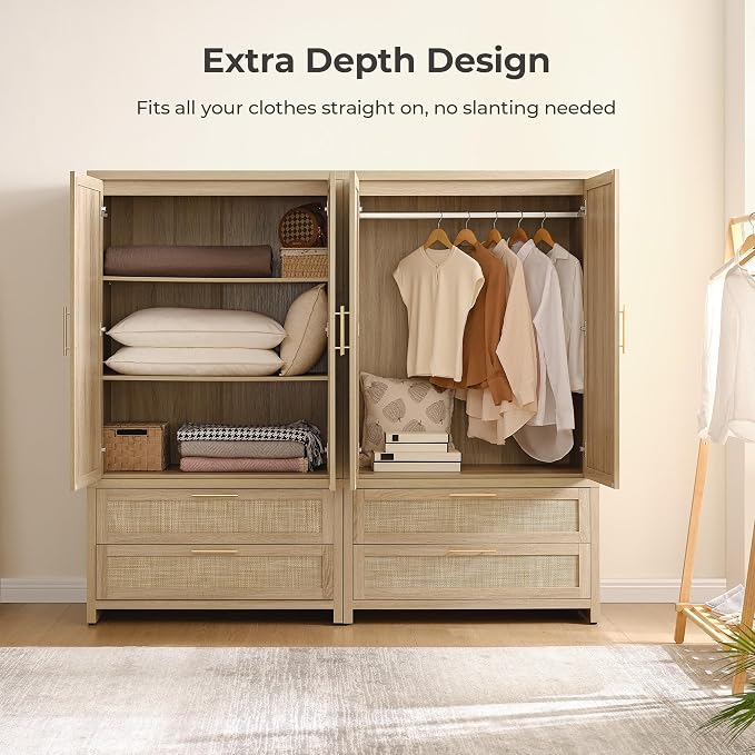 SICOTAS Larger Armoire Wardrobe Closet, Boho Armoire Clothes Organizer - Image 4