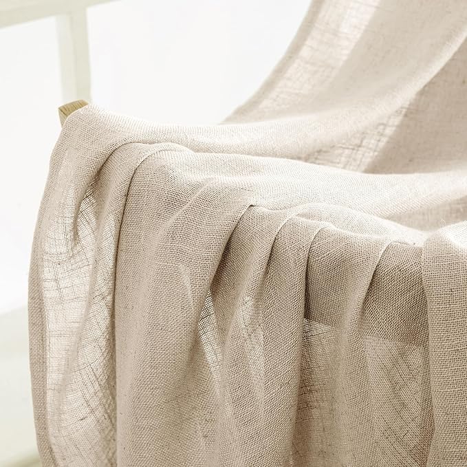 MIULEE Light Taupe Linen Curtains 52x96 Inches Long 2 Panels - Image 6