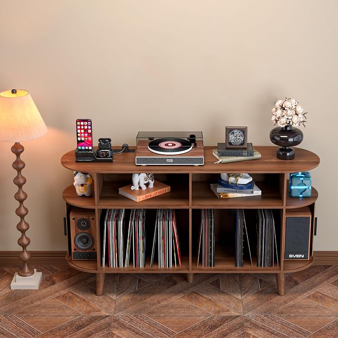 LUVIOHOME Large Round Record Player Stand - Image 4