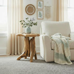 WELLAND Natural Tree Stump Stool, Live Edge End Table, Natural Edge Accent Table - Image 4