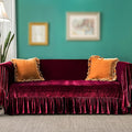 GLORY SEASON Velvet Sofa Cover Soft Decorative Luxurious Solid Exquisite Ruffle by GLORYSEASON