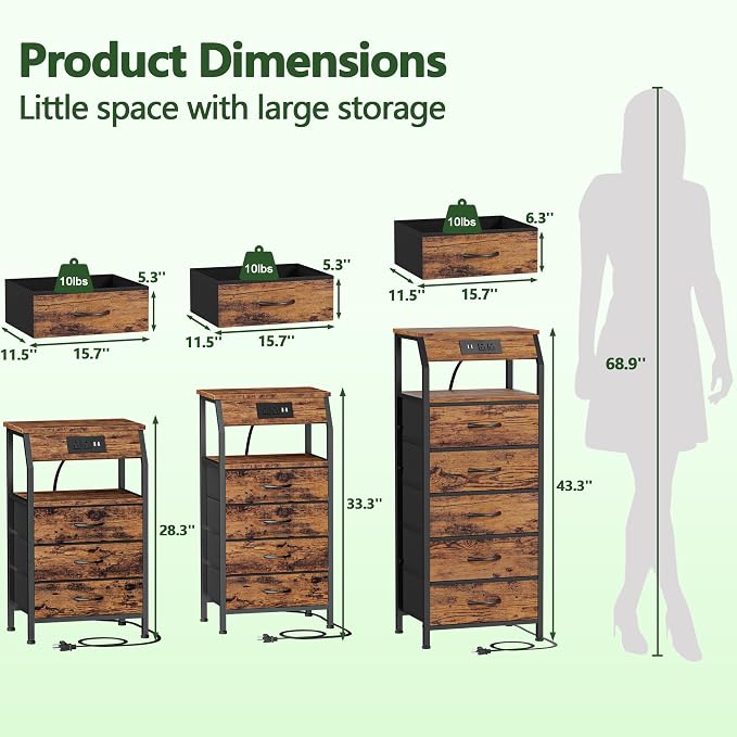 Furnulem 5 Drawers Dresser - Image 9